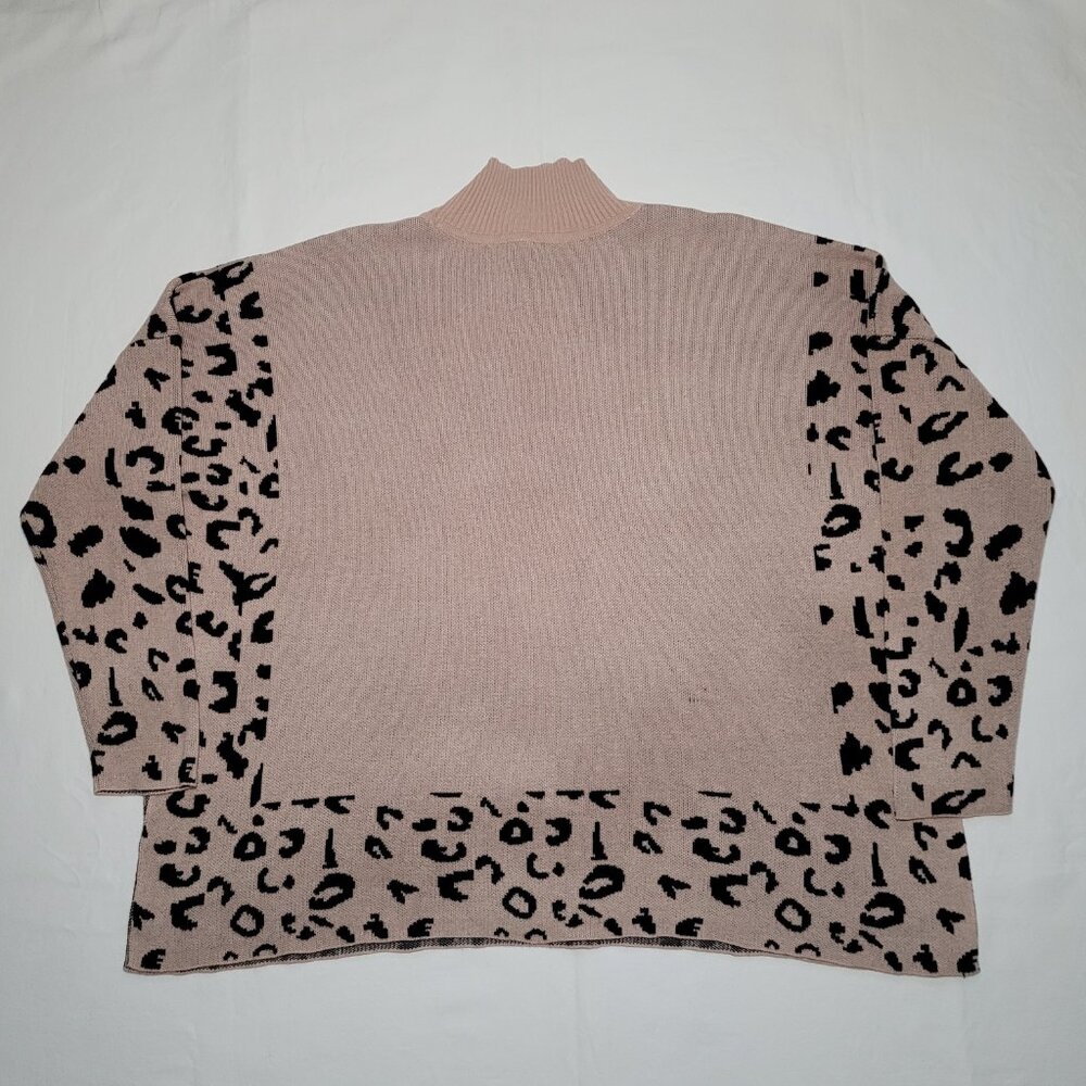 Leopard Print Pullover Sweater Mock Neck Womens Small Boho Animal Print - Picture 6 of 9